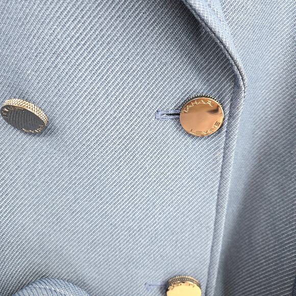 Tahari ASL 2 Belted Trenchcoat Coat Slate Blue Tie Midi Double Breasted Collared - Picture 6 of 12